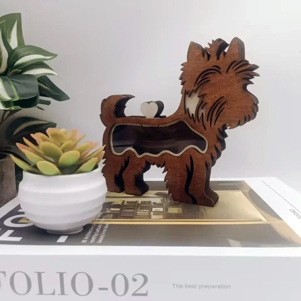 Boîte souvenir personnalisée pour chien, Bois gravé au prénom