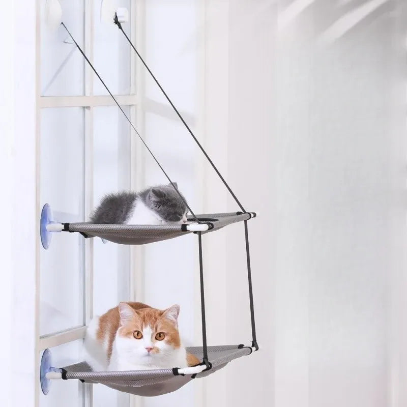 Hamac double épaisseur avec tunnel pour chat
