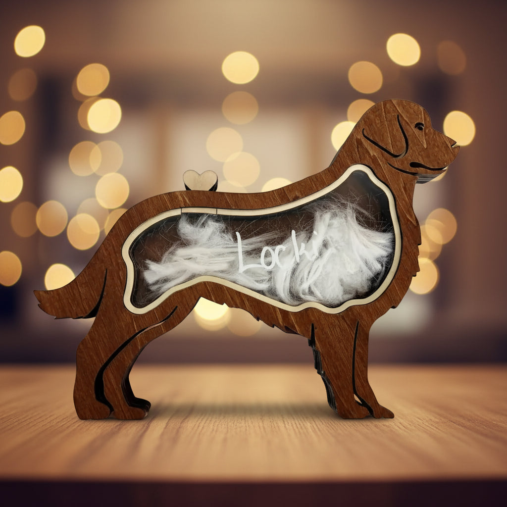 Boîte souvenir personnalisée pour chien, Bois gravé au prénom