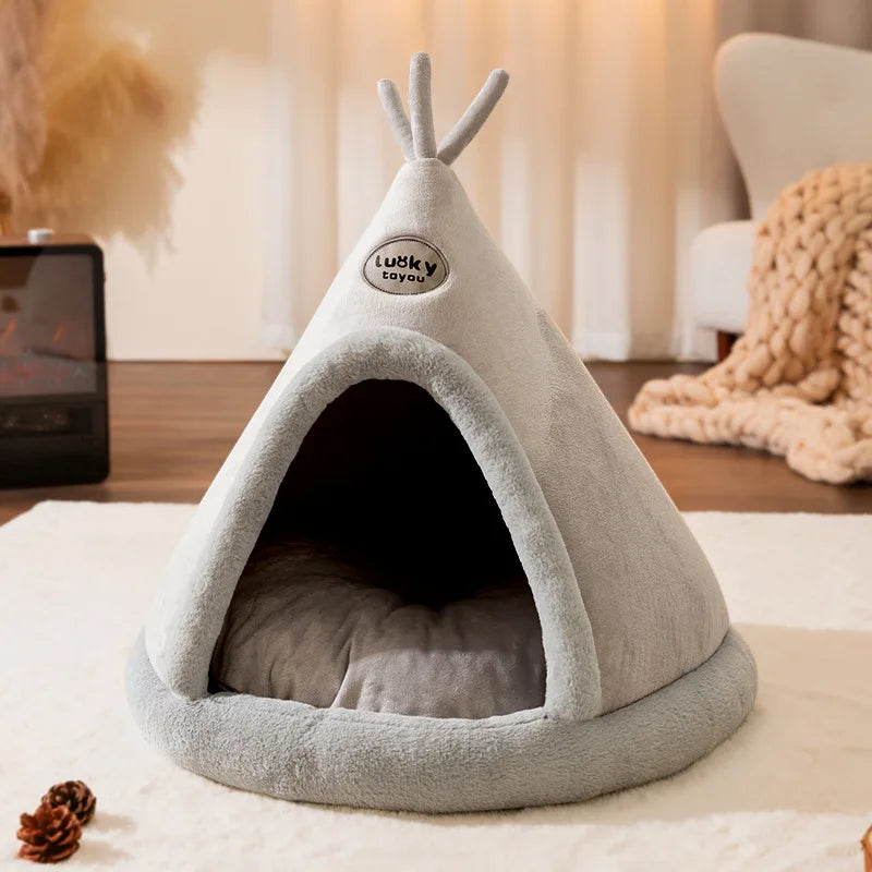 Tipi douillet pour chat et petit chien ; Coton respirant