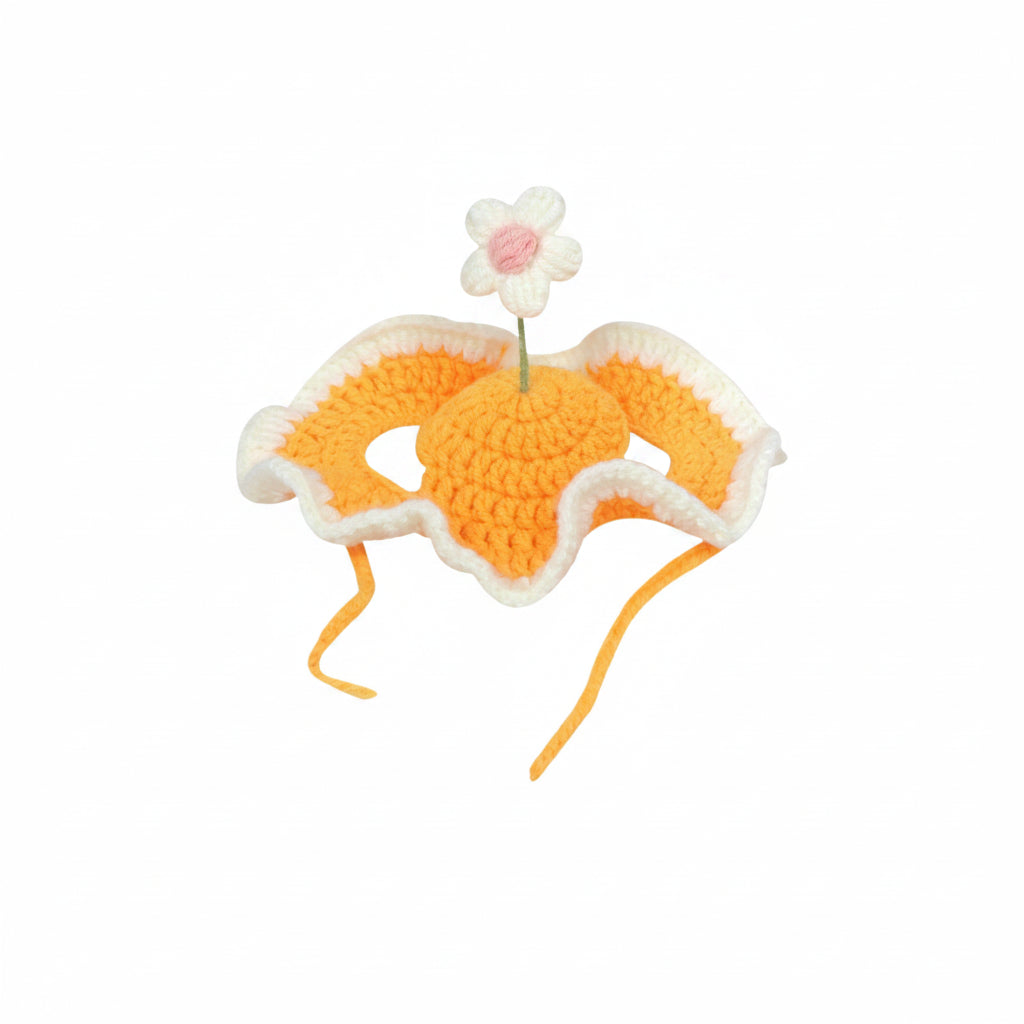 Bonnet fleur en crochet pour chat