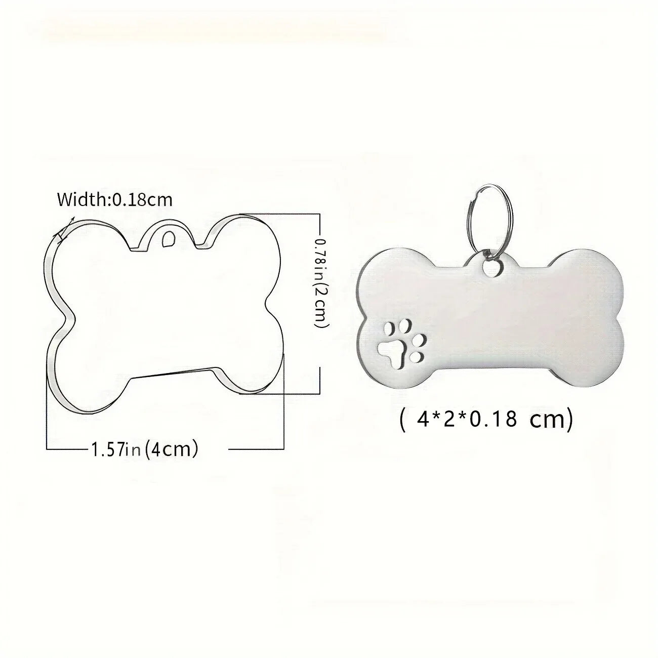 Médaille en forme d'os coloris rosé pour chat